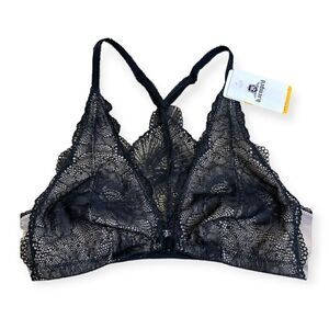 B Temptd Women's Black Lave Overlay Racerback Bralette Size Small NWT